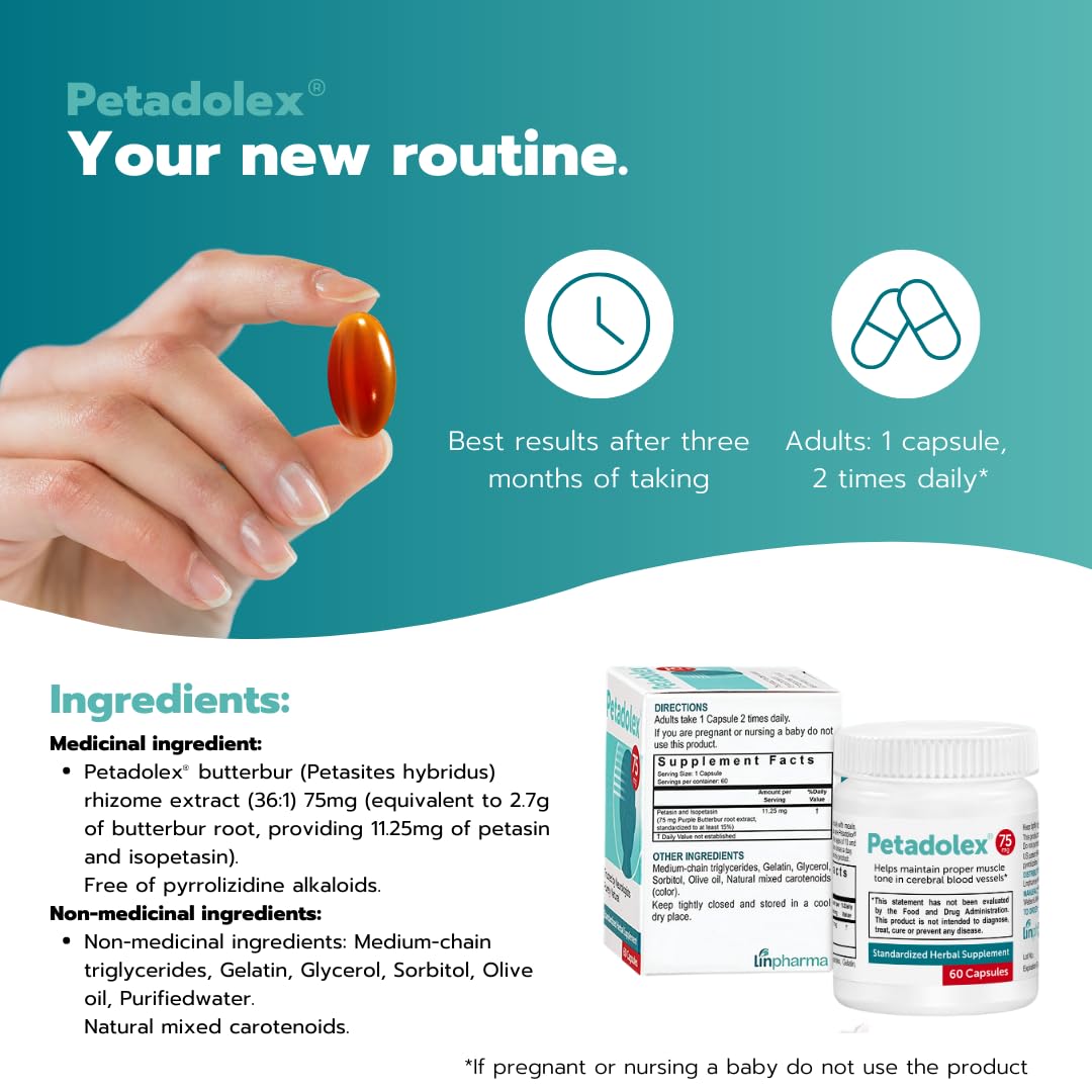 Petadolex - Migraine Relief - Patented Butterbur Root Extract, 75mg PA-Free Butterbur Extract Petadolex Au supplements