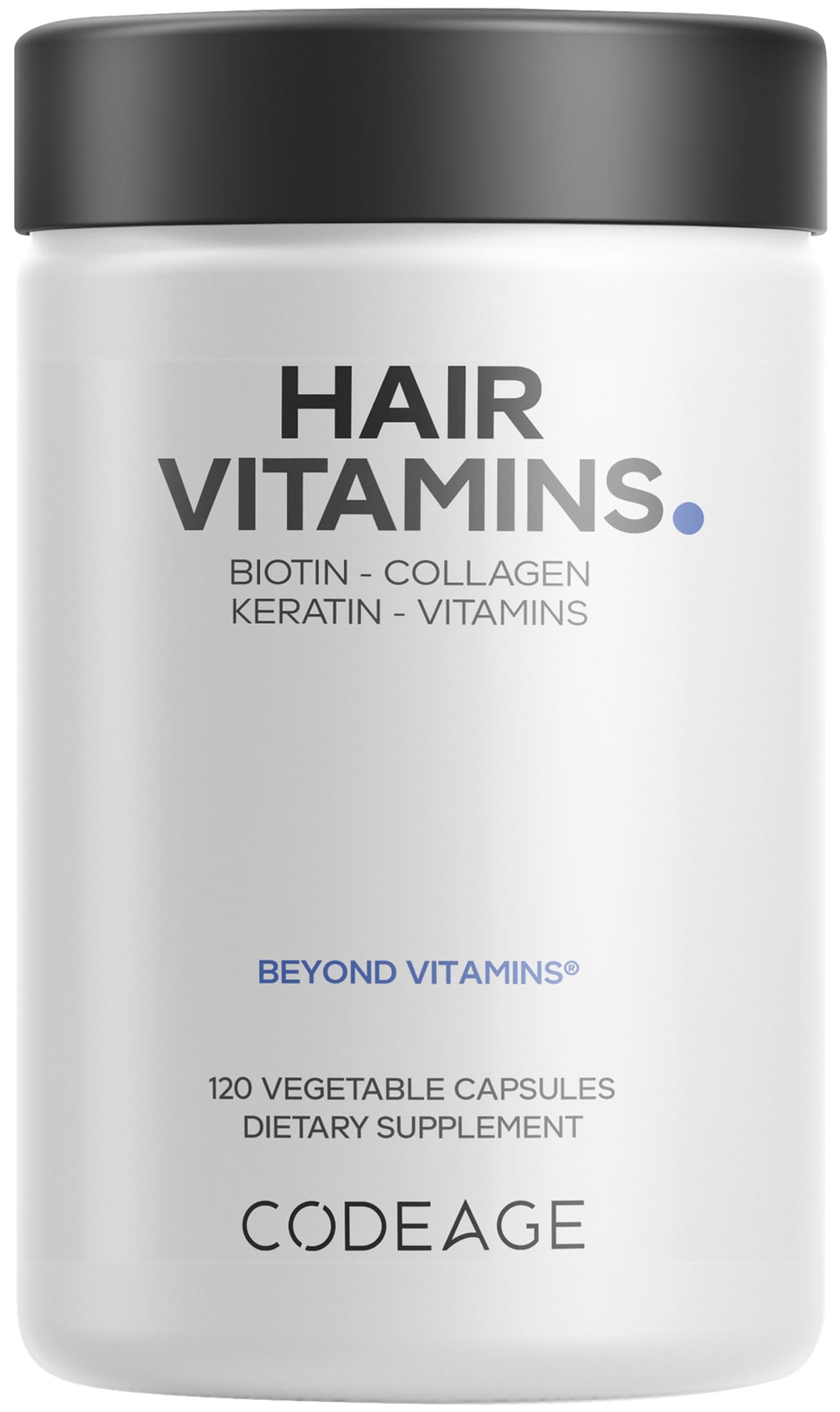 Codeage Hair Vitamins 10000 mcg Biotin, Keratin, Collagen, Vitamin A, B12, C, D3, E, Zinc, Turmeric, Probiotics, Enzymes, Inositol - Hair Care Support - Healthy Hair Supplement Pills - 120 Capsules Codeage Au supplements