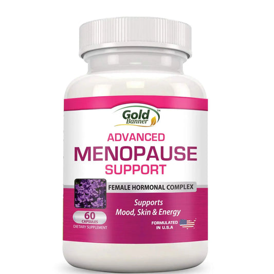 Advanced Menopause Support - Natural Female Hormonal Complex for Hot Flashes, Mood Swings & Vaginal Dryness - Black Cohosh, Soy Isoflavones & Herbal Extract Formula - Does Not Include Hormones Gold BannerAU supplements