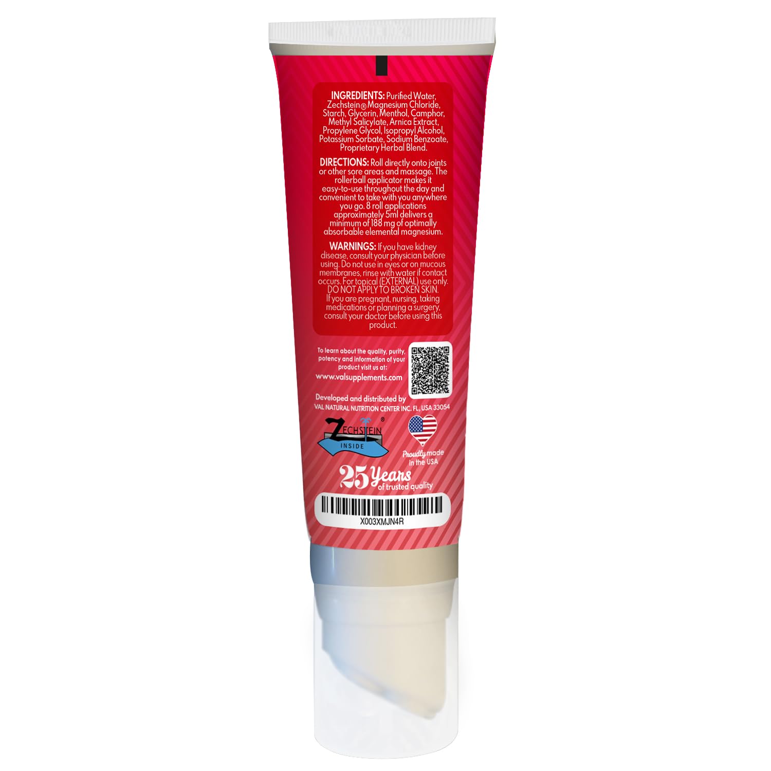 VAL Lombardi Relax Balance Magnesium Rollerball | Zechstein Magnesium + Herbal Extracts | Joint & Muscle Relief for Neck, Back, Legs | No Mess, Non-Greasy | 4oz VAL Au supplements