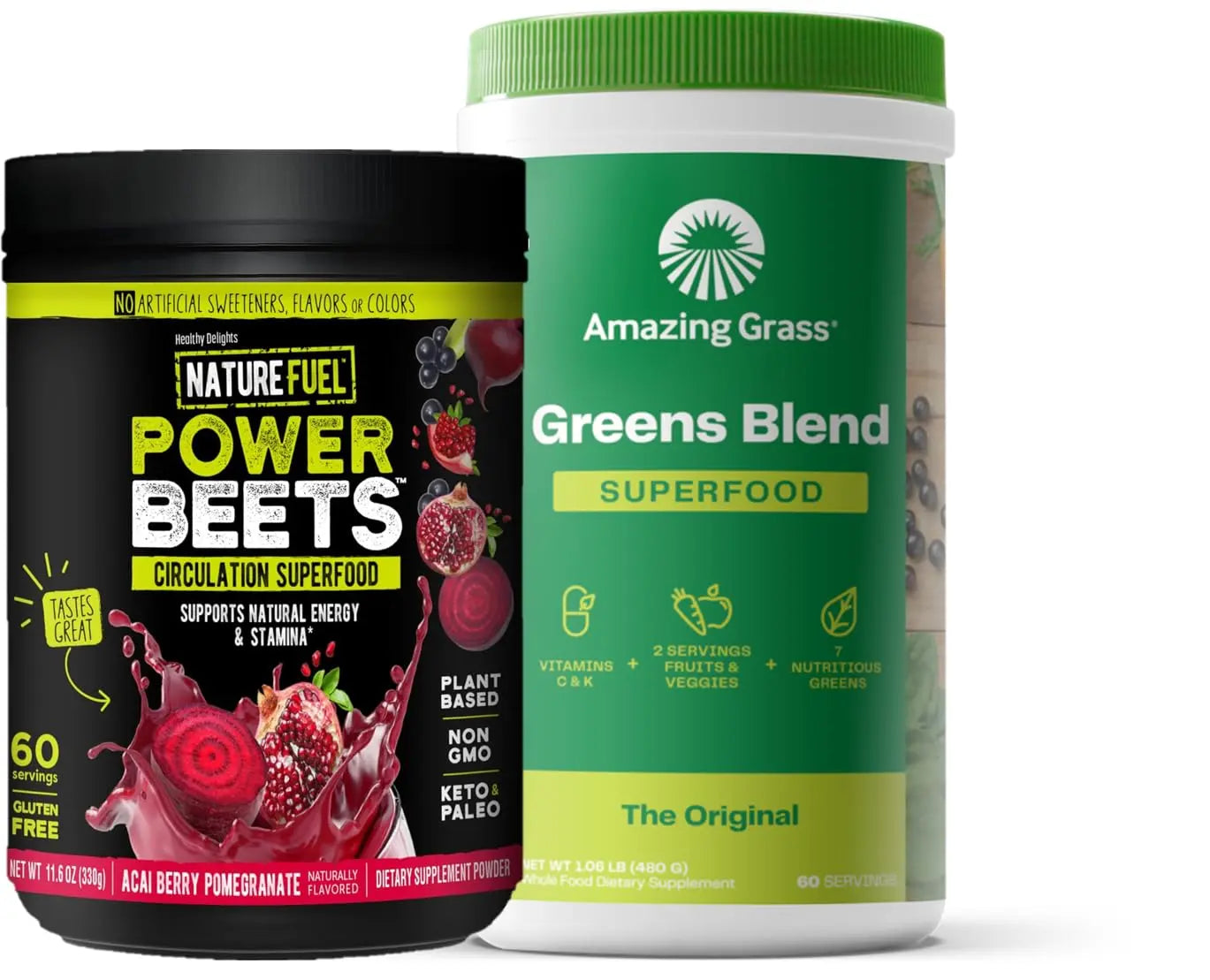 Amazing Grass Greens Blend Superfood: Super Greens Powder Smoothie Mix for Boost Energy, 60 Servings & Nature Fuel Power Beets Powder, Beet Root Powder, Support Natural Energy, 60 Servings Healthy Delights Au supplements