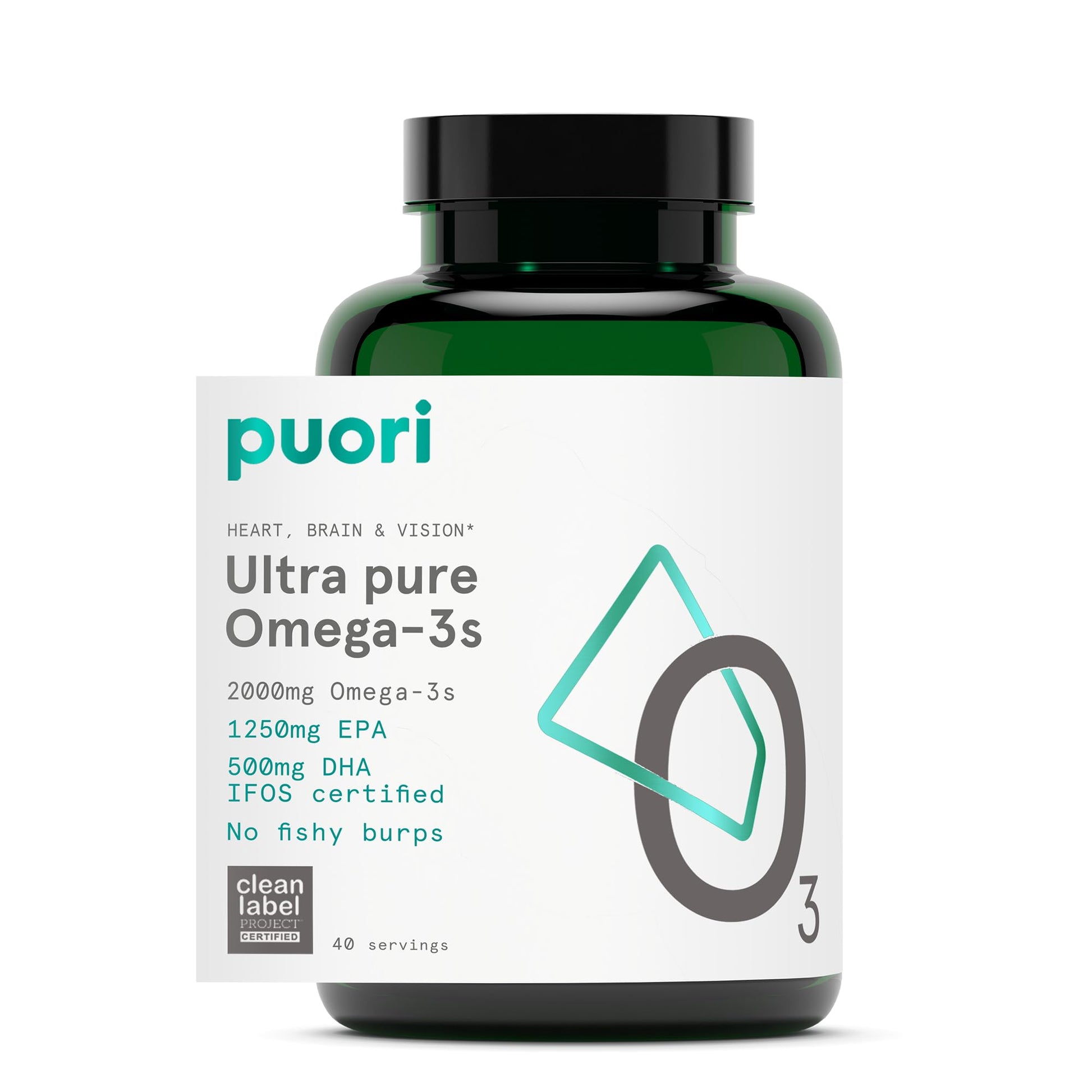 Puori Omega 3 Fish Oil Supplement - Ultra Pure & Burpless Wild Caught Fish Oil with 2000mg Omega 3 Fatty Acids,1250mg EPA & 500mg DHA Supports Heart, Brain & Eye Health - IFOS Certified - 120 Softgels Puori Au supplements