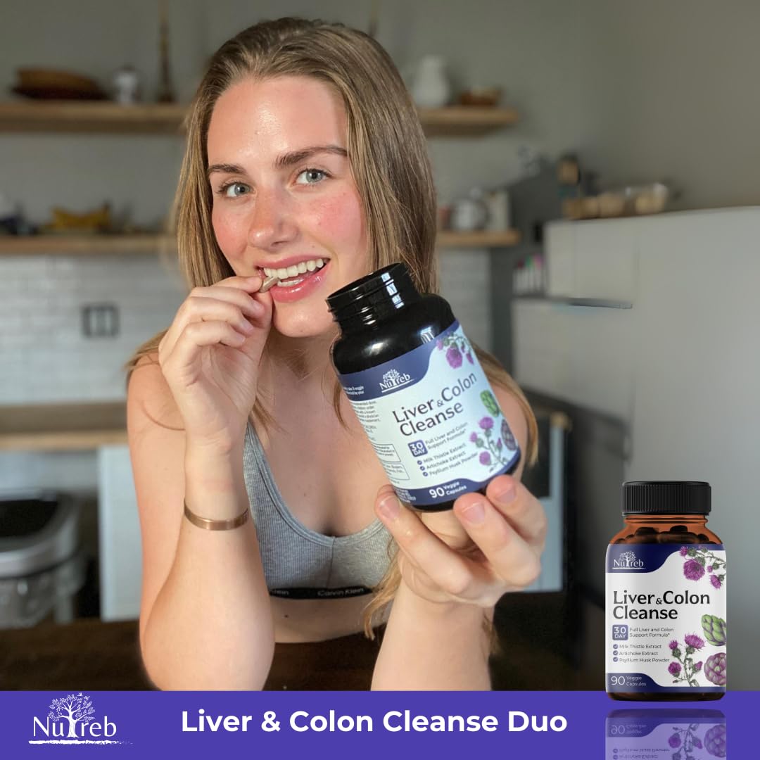 Liver Cleanse Detox & Repair with Colon Cleanse - Milk Thistle, Dandelion Root, Psyllium Husk Fiber Nutreb Au supplements