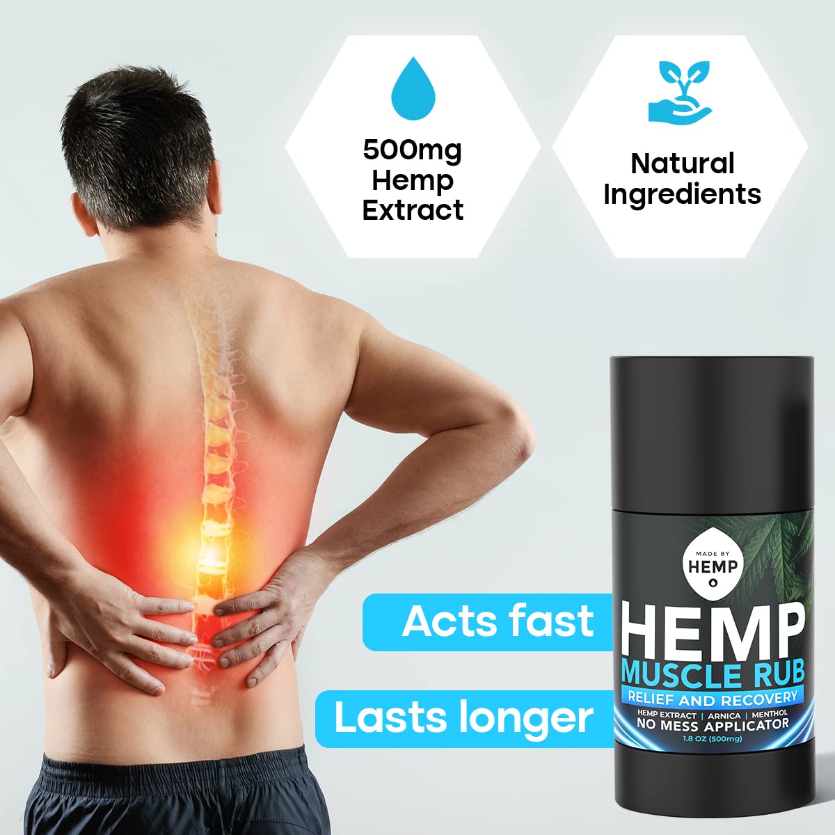 Hemp Roll On Post Workout Muscle Relief Stick for Muscles and Joints Natural Blend with Arnica, Menthol, Ginger Non Greasy Balm Cooling Soothing Support Formula Made by Hemp 1.8oz MADE BY HEMP Co. Au supplements