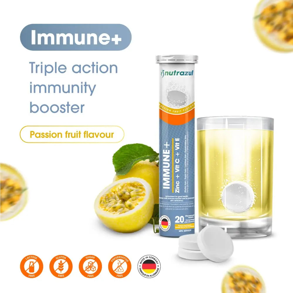 nutrazul Immune+ Effervescent Tablets, Vitamin C, Vitamin E & Zinc Supplement, Supports Overall Wellness with a VIT C, VIT E & Zinc Blend nutrazul Au supplements