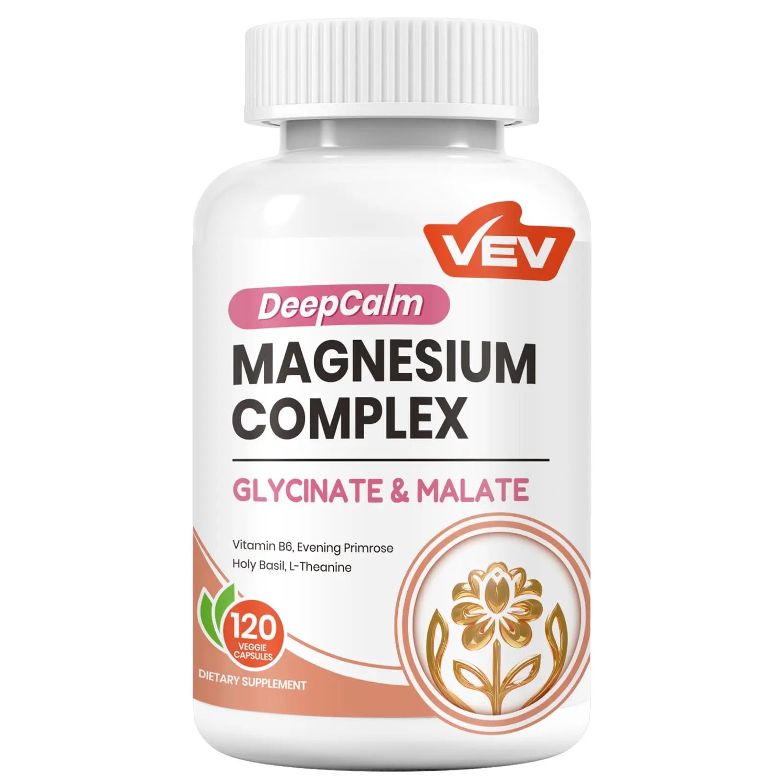 VEV Deep Calm Magnesium Complex for Women – Glycinate, Malate, B6, L-Theanine & Holy Basil – Support for Daily Magnesium & Stress Relief – 120 Vegan Capsules VEV Au supplements