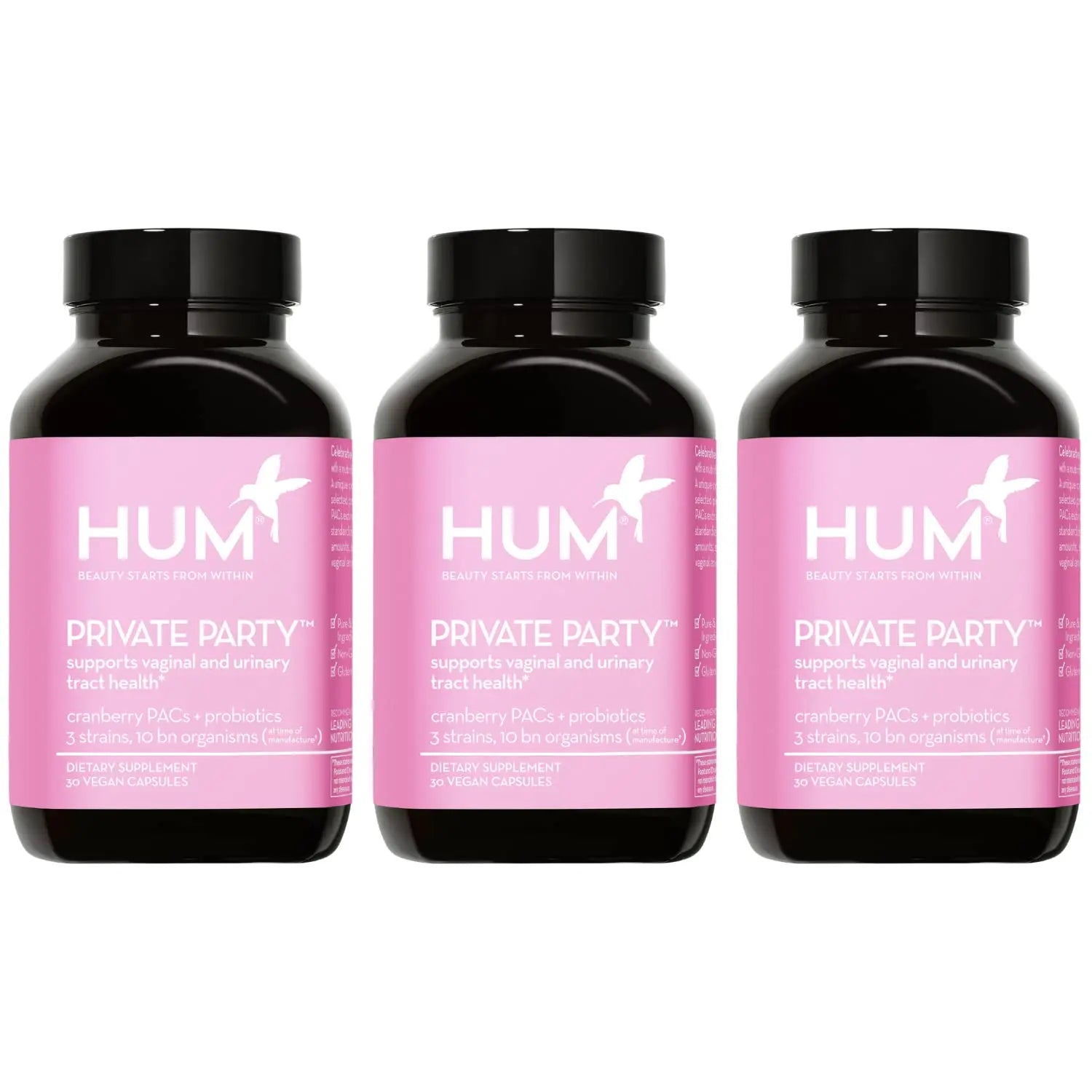 HUM Private Party Vaginal Probiotics for Women, pH Balance and Urinary Tract Support Vaginal Probiotic Supplement with Cranberry & Lactobacillus Blend, Women's Health Cranberry Pills, 90 Capsules HUM Au supplements