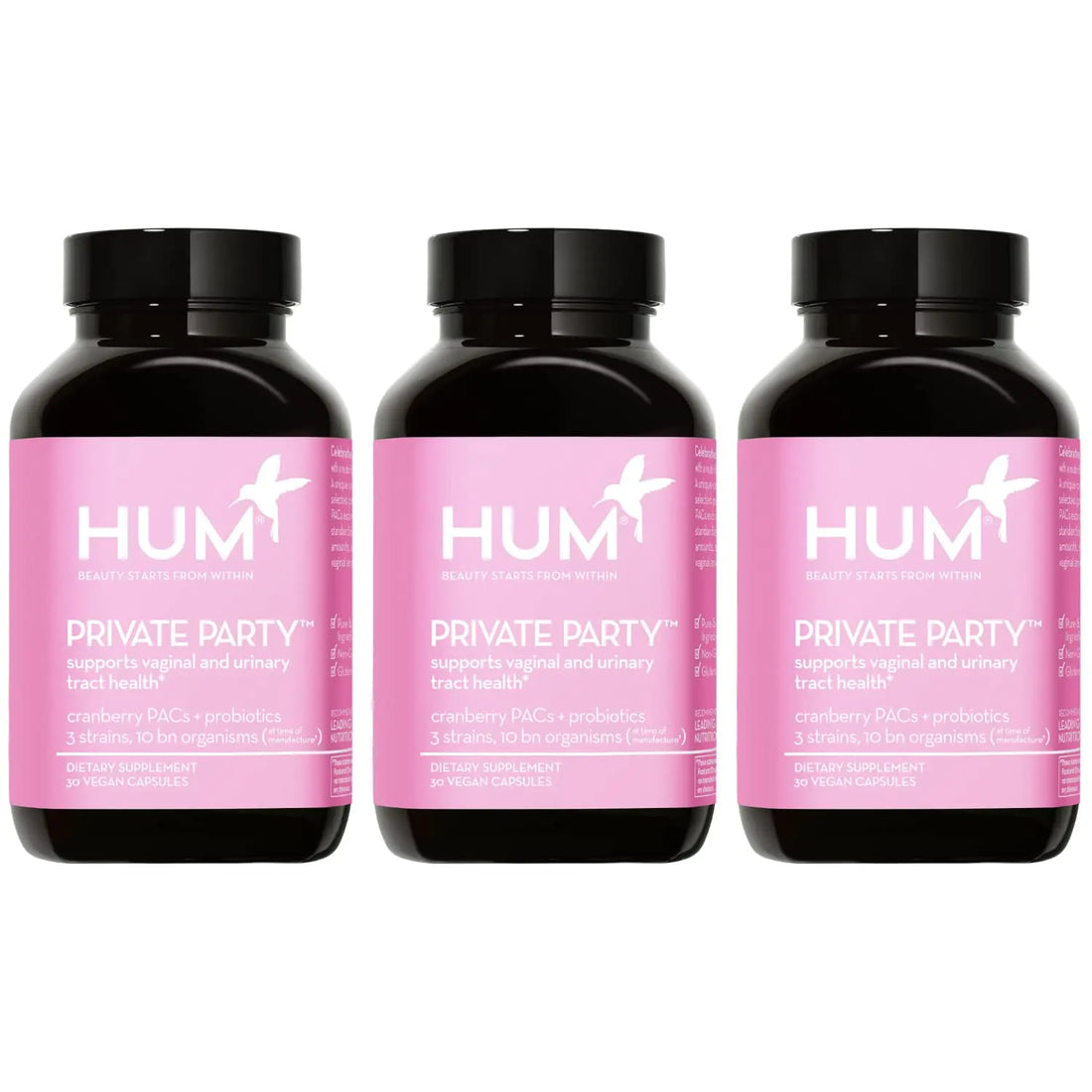 HUM Private Party Vaginal Probiotics for Women, pH Balance and Urinary Tract Support Vaginal Probiotic Supplement with Cranberry & Lactobacillus Blend, Women's Health Cranberry Pills, 90 Capsules HUM uk supplements