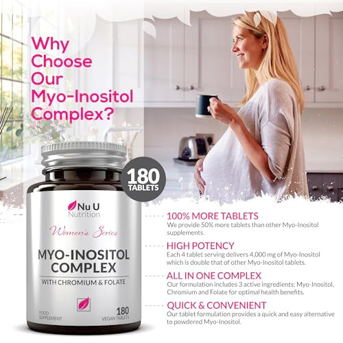 Myo-Inositol Complex 4000mg - 180 Vegan Tablets, 6 Weeks Supply - with 200ug Folate Nu U Nutrition Au supplements