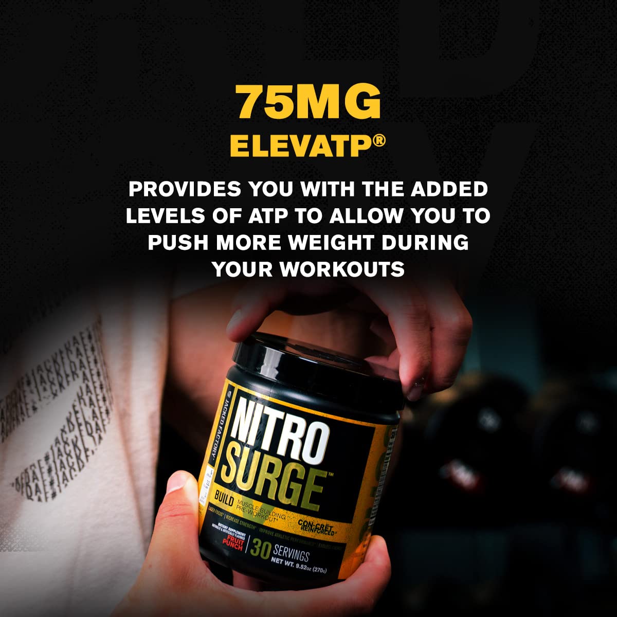 Jacked Factory Nitrosurge Build Pre Workout with Creatine for Muscle Building - Con Cret Jacked Factory Au supplements