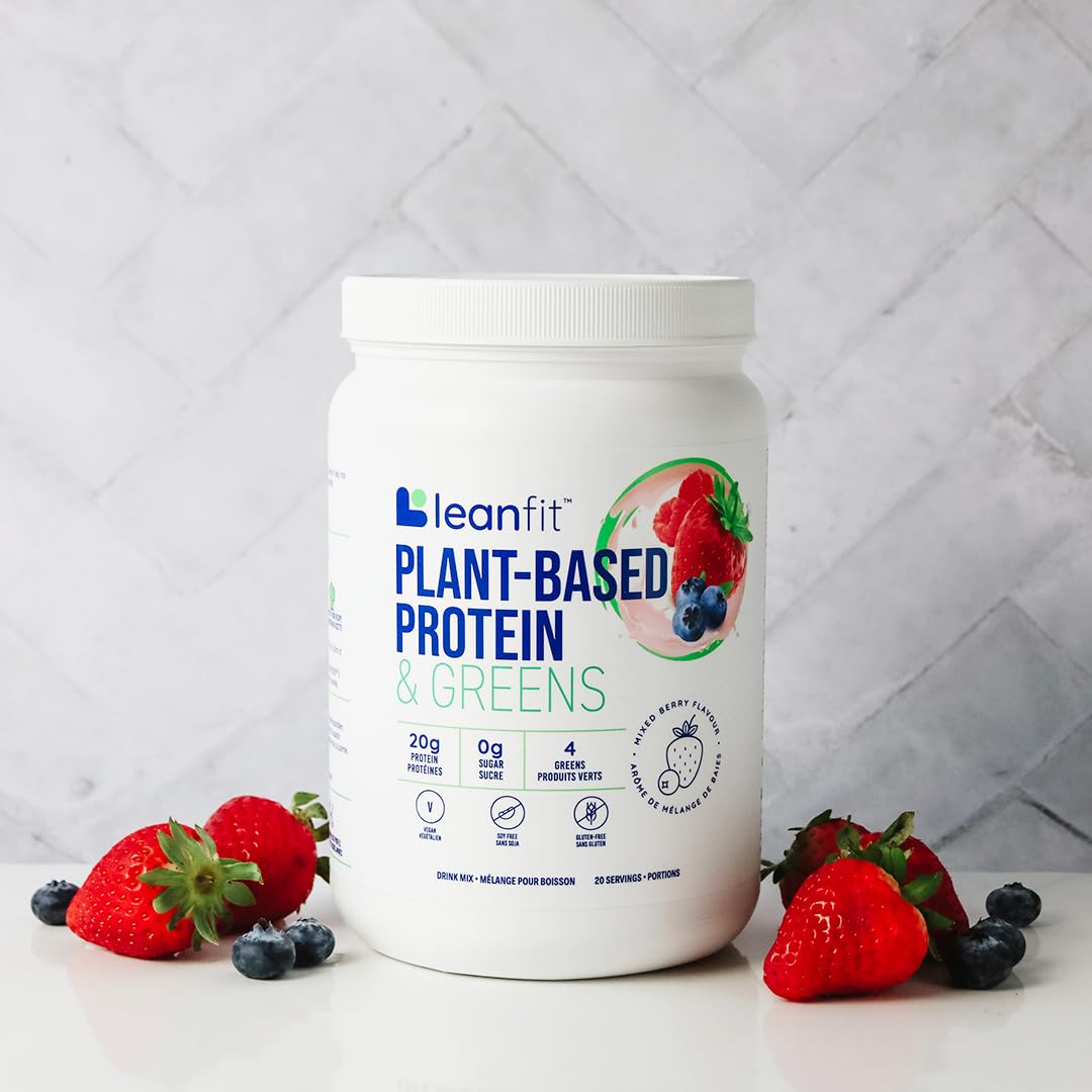 LeanFit Plant-Based Protein & Greens, Natural Berry, 20g Protein, 19 Servings, 1.25 Pound LeanFit Au supplements