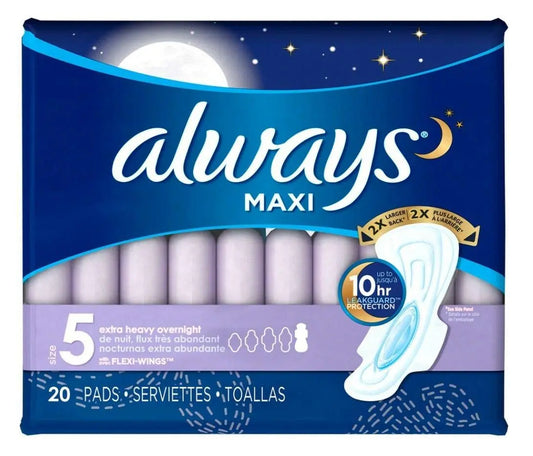 Always Extra Heavy Overnight Maxi Pads with Flexi-Wings - 20 Count AlwaysAU supplements