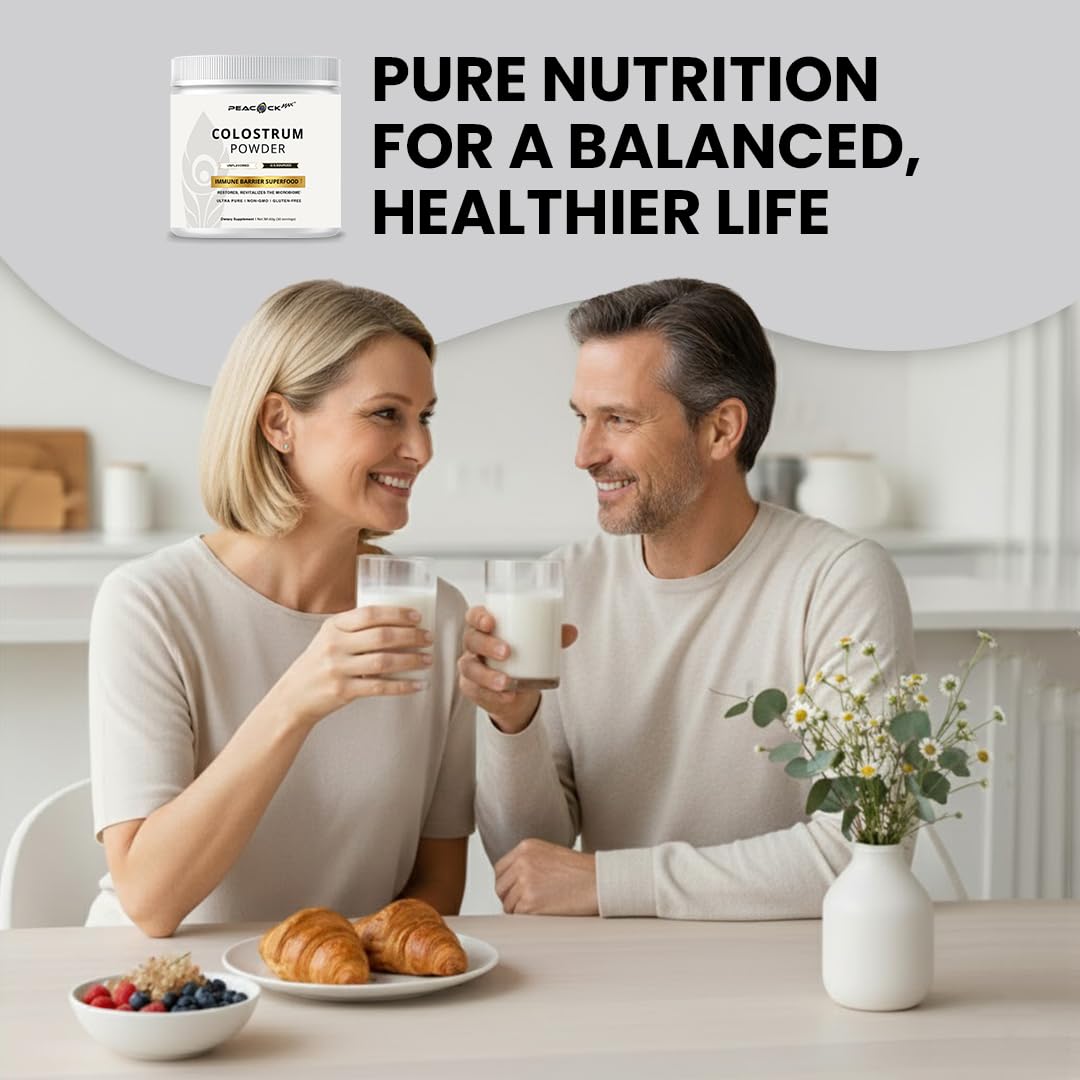 Peacock Max Colostrum Powder – 60g (30 Servings), Unflavored Bovine Colostrum Supplement, Superfood for Hair, Skin & Gut Health, Gluten-Free, Non-GMO Peacock Max Au supplements