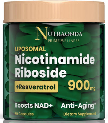 NUTRAONDA Liposomal Nicotinamide Riboside 900mg Resveratrol & Quercetin – NAD Supplement Plus for Anti Aging, Cellular Energy & Improve Health- 80 Capsules NUTRAONDA Au supplements
