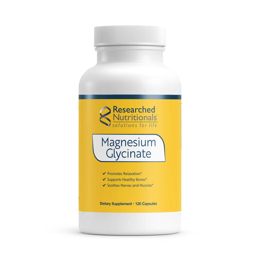 Researched Nutritionals Magnesium Glycinate Capsules - 125mg High Absorption Magnesium Glycinate Supplement to Support Healthy Bones and Energy Production - Vegan & Non-GMO (120 Capsules) Researched NutritionalsAU supplements