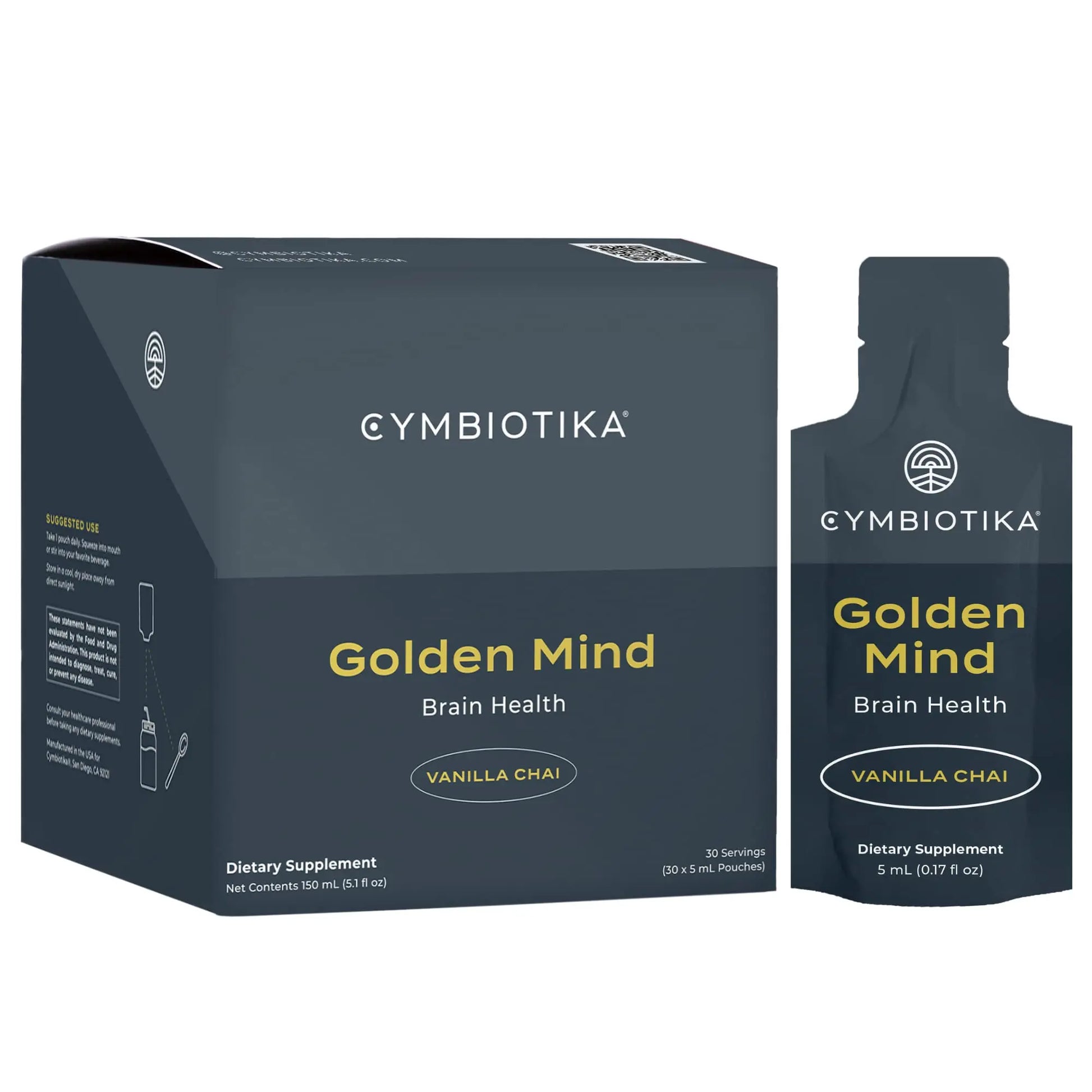 CYMBIOTIKA Golden Mind Nootropic - Boosts Focus, Memory, Alertness, Supports Nervous System with Bacopa, Green Tea, Lion’s Mane, L-Theanine, Rhodiola | 30 Pouches CYMBIOTIKA Au supplements