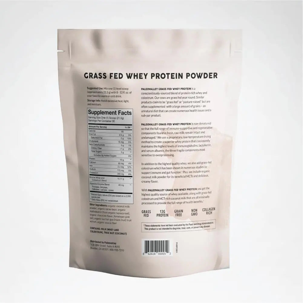 Paleovalley 100% Grassfed Whey Protein Powder with Colostrum, 30 Serving - Vanilla, 13g Protein, Muscle Building, Immune Support, Gut Health Paleovalley Au supplements