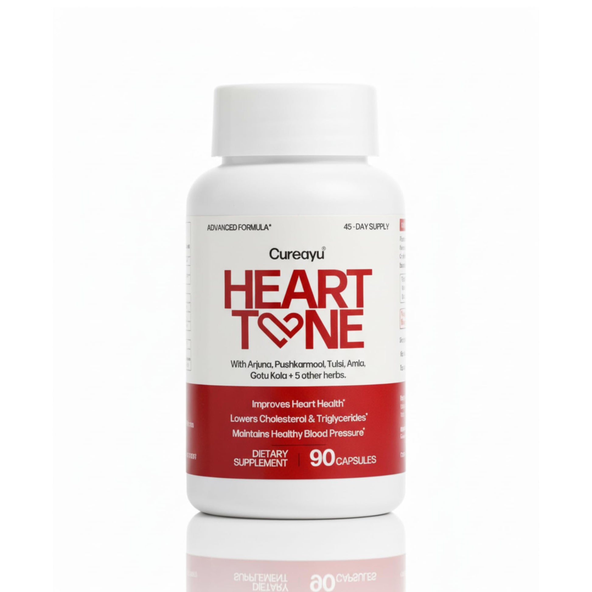 Cureayu Heart Tone Capsules | Natural Heart Health Supplement | Supports Healthy Cholesterol & Triglycerides Levels | with Arjuna, Pushkarmool + 8 Other Herbs | 90 Capsules Cureayu Au supplements