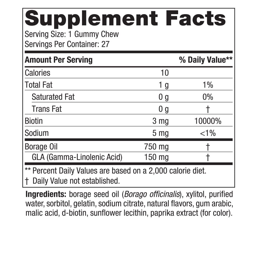Nordic Naturals Zero Sugar Hair & Skin Gummy Chews, Strawberry Lemonade - 27 Gummy Chews - Biotin + GLA from Borage Oil - Promotes Healthy Balance of Fats in Skin - Non-GMO - 27 Servings Nordic Naturals Au supplements