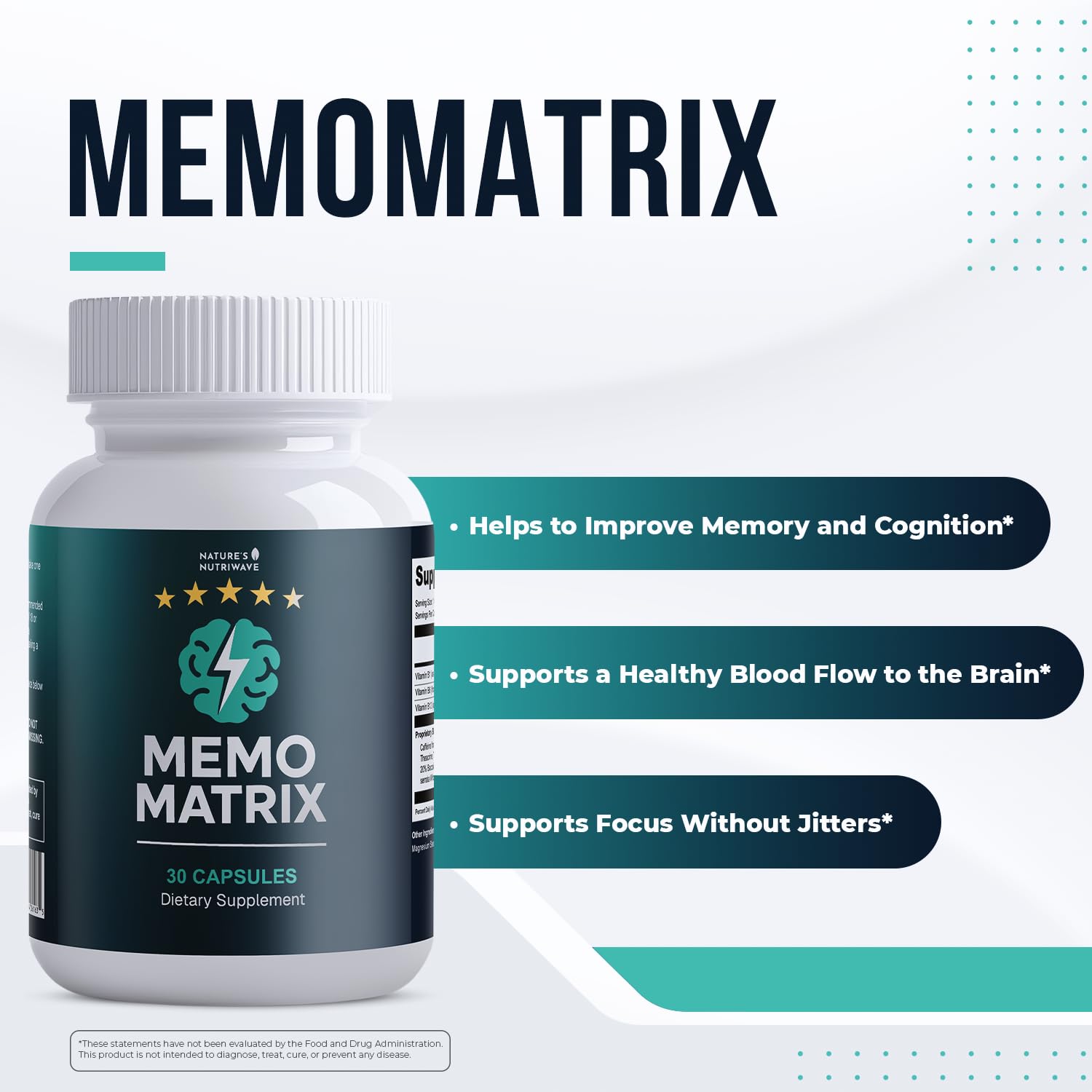 Nature’s NutriWave MemoMatrix – Daily Vitamin B1, B6, B12& Botanical Supplement with Bacopa, Rhodiola, Huperzia, L-Tyrosine & B-Vitamin Blend – Non-GMO Formula – 30 Capsules, 1 Month Supply Nature’s NutriWave Au supplements