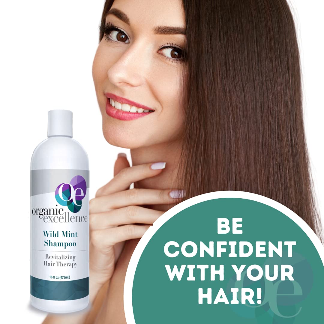 Organic Excellence Natural Organic Shampoo, Wild Mint & Rosemary, Chemical Free, Plant-Based, Toxin-Free, Cruelty-Free, Certified Herbs & Oils For Healthy Full-Bodied Hair 16 fl. oz Organic Excellence Au supplements