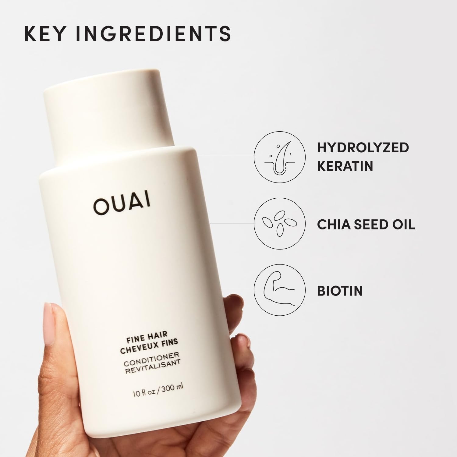 OUAI Fine Hair Conditioner Refill - Volumizing Conditioner Made with Keratin, Biotin and Chia Seed Oil - Adds Softness, Bounce and Volume - Free from Parabens, Sulfates, and Phthalates (32 Oz) OUAI Au supplements
