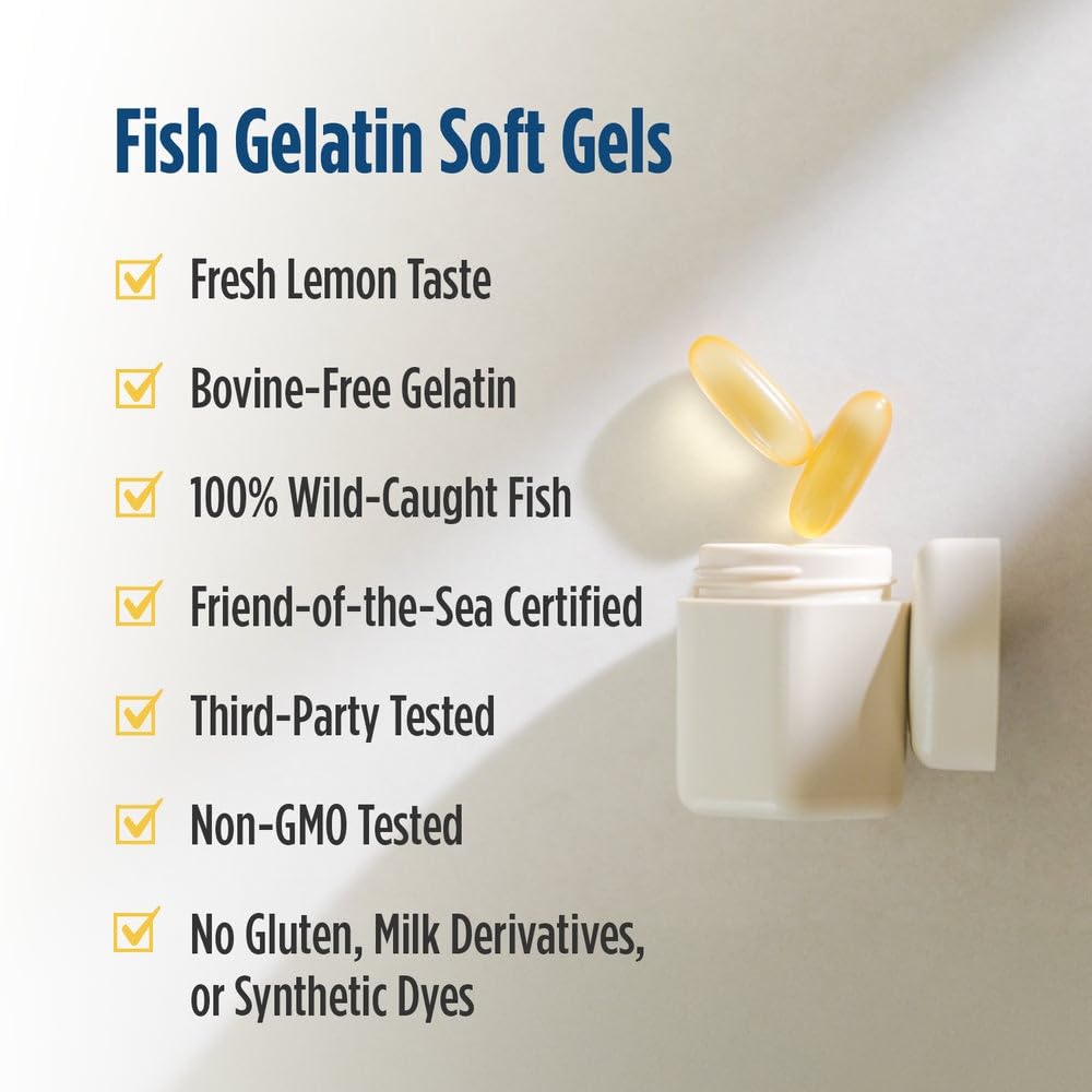 Nordic Naturals Ultimate Omega in Fish Gelatin, Lemon Flavor - 60 Soft Gels - 1280 mg Omega-3 - High-Potency Fish Oil Supplement - EPA & DHA - Promotes Brain & Heart Health - Non-GMO - 30 Servings Nordic Naturals Au supplements