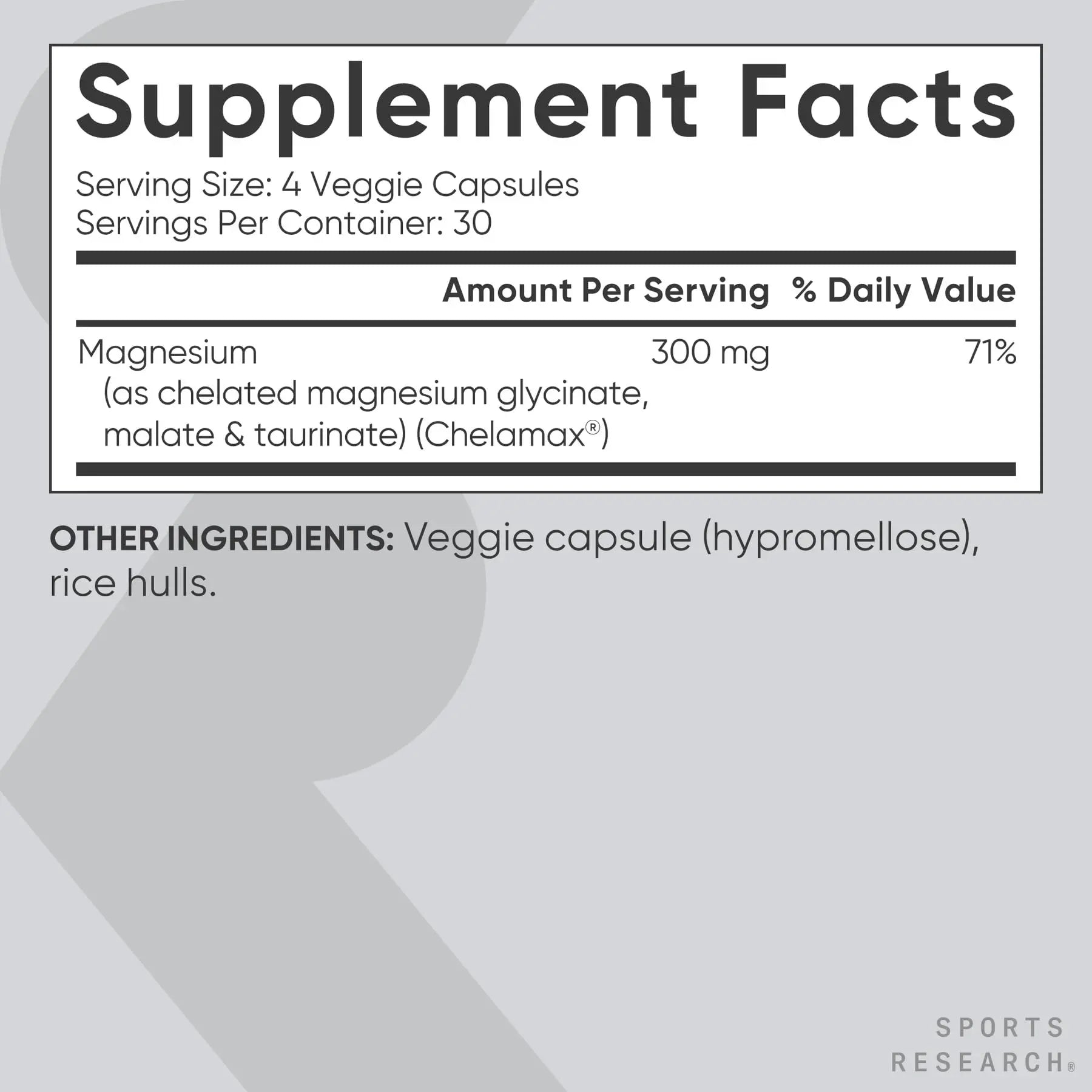 Sports Research® Chelated Triple Magnesium Complex with Glycinate, Taurinate & Malate (Chelamax®) for Enhanced Bioavailability* - 300 mg per Serving, Non-GMO, Certified Vegan, 120 Veggie Capsules Sports Research Au supplements