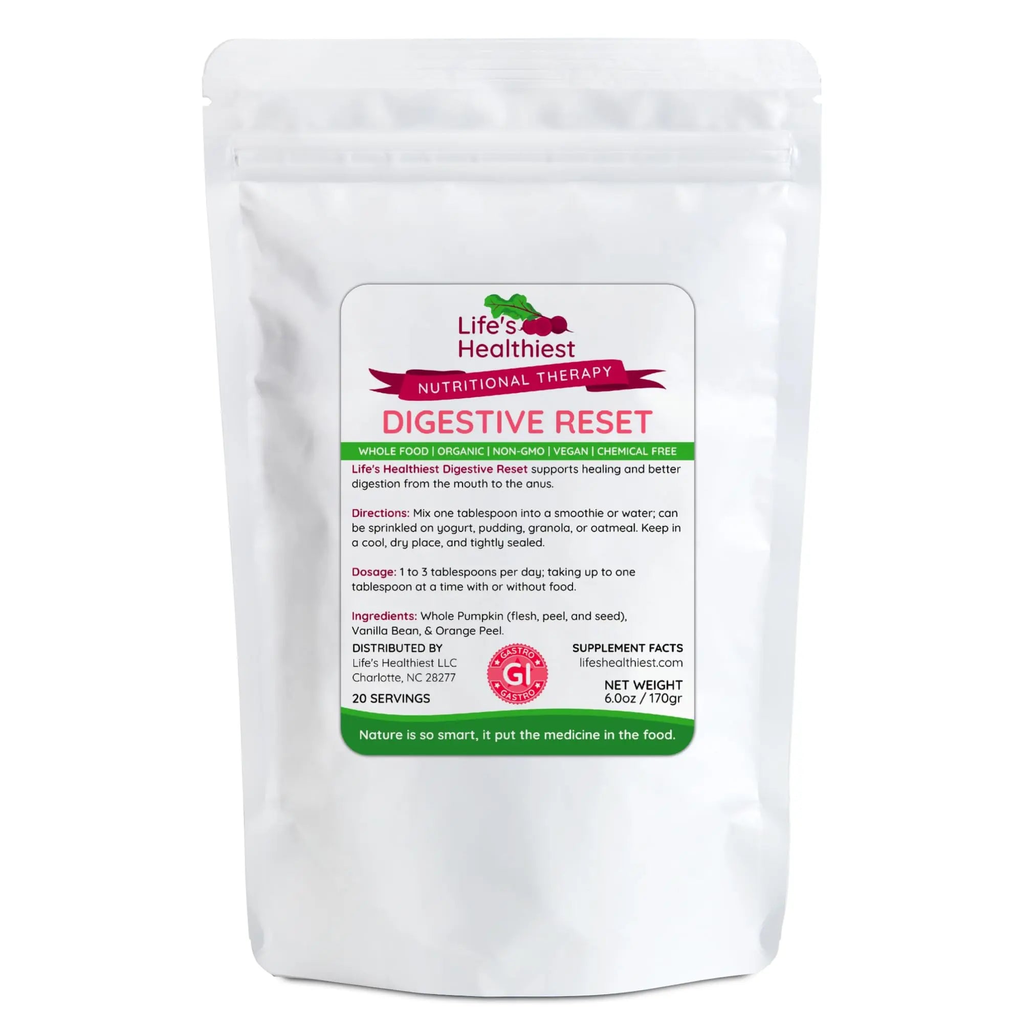 Life's Healthiest Digestive Reset Whole Food Therapy Powder Blend - 100% bioavailable nutrients from Whole Food. Organic, Plant-Based, Non-GMO, Clean and raw. 60 Servings. The Beet Lady Au supplements