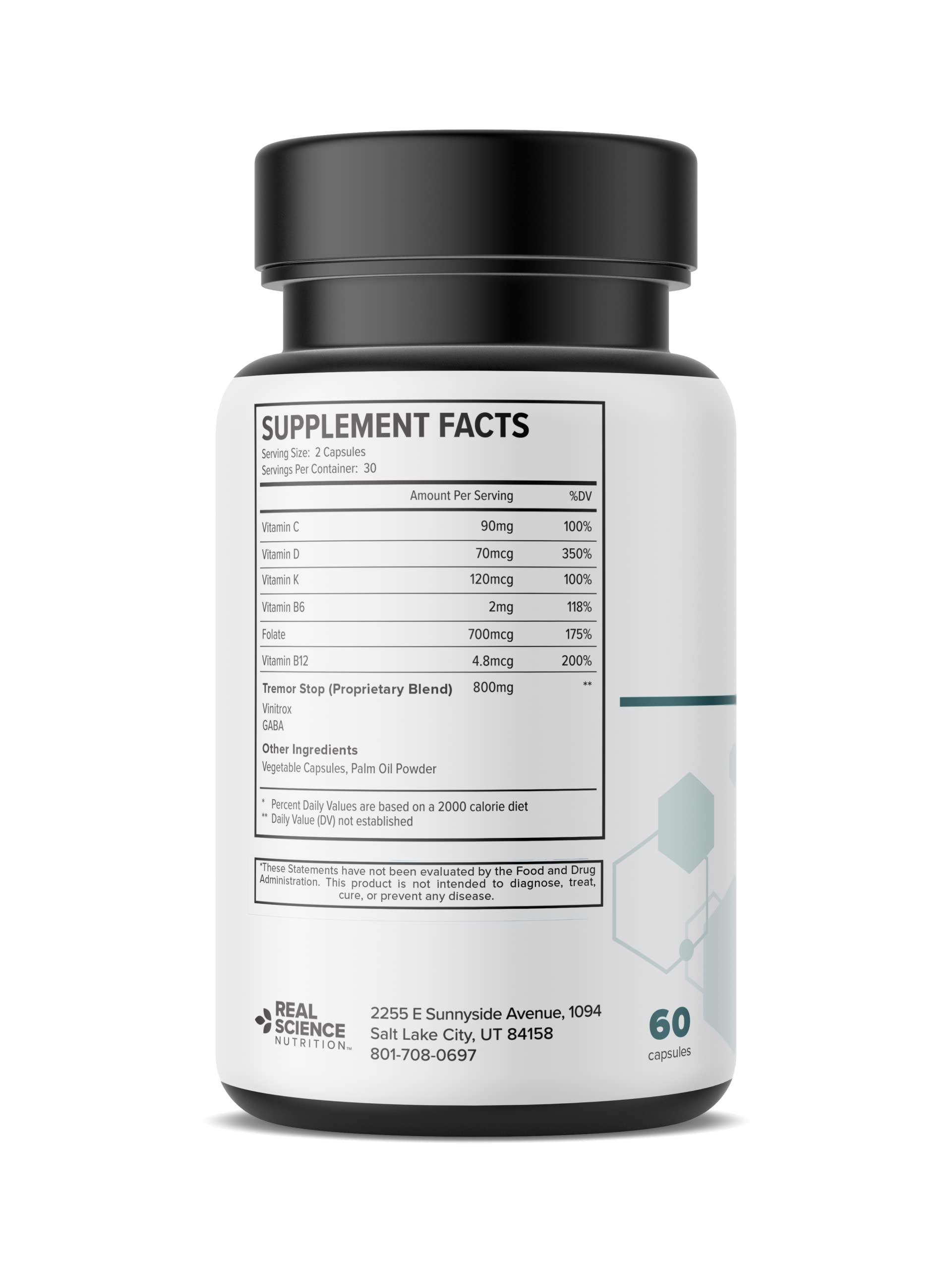 Real Science Tardivex All Natural Nerve Support Supplement for Neurological Balance - Includes Vinitrox, GABA & Essential Vitamins for Controlled Movement & Coordination - Made in USA, 60 Caps Real Science Nutrition Au supplements