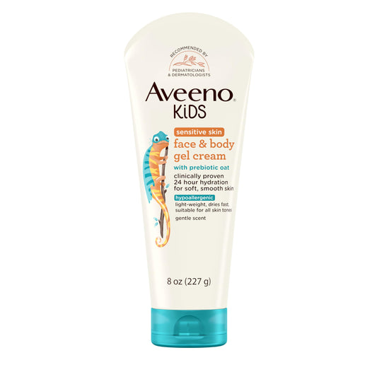 Aveeno Sensitive Skin Face & Body Gel Cream for Kids with Prebiotic Oat, Clinically Proven 24 Hour Hydration for Soft Skin Aveeno BabyNZ supplements