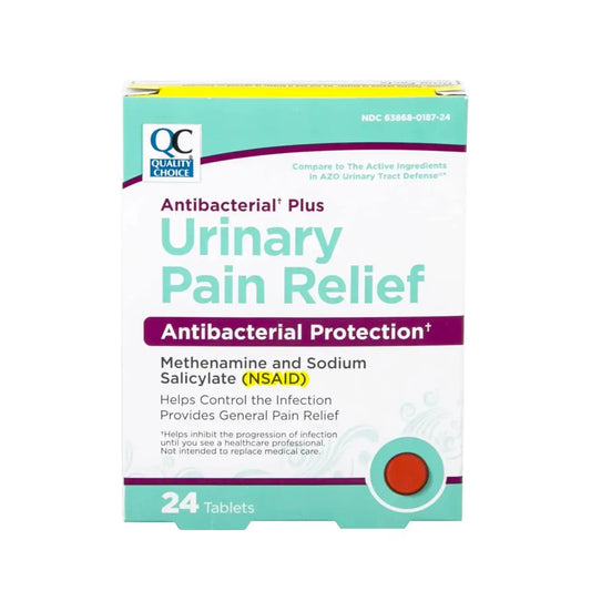 Quality Choice Urinary Pain Relief Antibacterial Plus, Urinary Tract Protection, Helps Control Symptoms of (UTI) Until You Can See a Doctor. 24 Tablets Quality ChoiceAU supplements