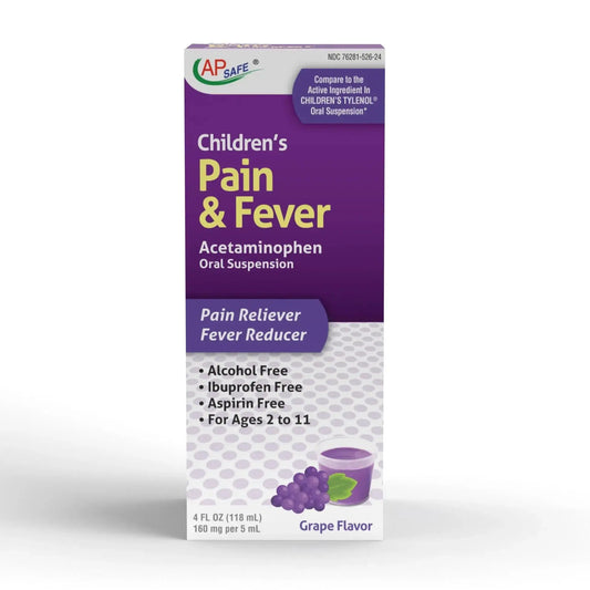 APSAFE Children's Pain&Fever Relief Acetaminophen Oral Suspension Grape Flavor 4oz APSAFEAu supplements