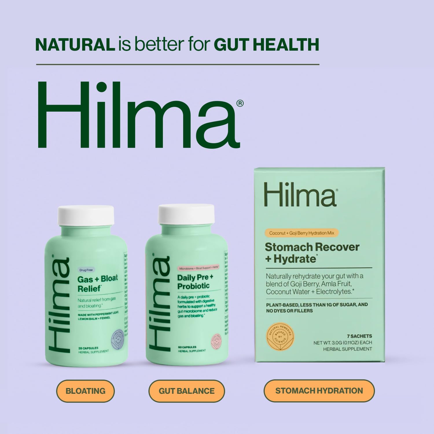 Hilma Daily Pre + Probiotic + Herbs - Support a Healthy Gut While Reducing Gas & Bloating Hilma Au supplements