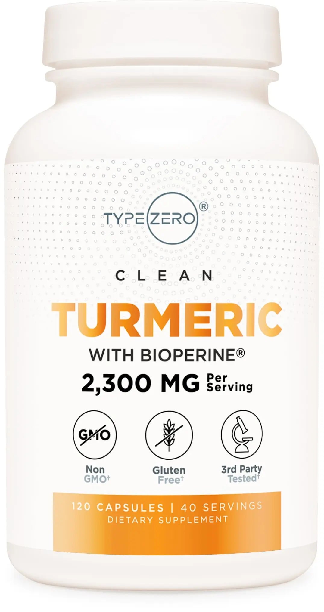 Type Zero Turmeric with Bioperine (120 Capsules) (2300mg per Serving) - GMO Free, Gluten Free, 3rd Party Tested Type Zero Au supplements