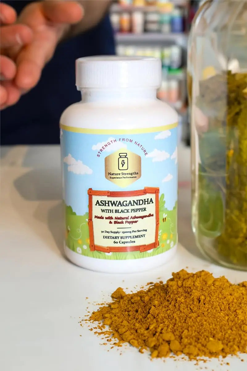 Premium Organic Ashwagandha with Black Pepper - 1300mg per Serving, 60 Capsules - Made in USA, FDA Registered Facility - Enhanced Absorption with Piperine for Optimal Performance Organic Strength Au supplements