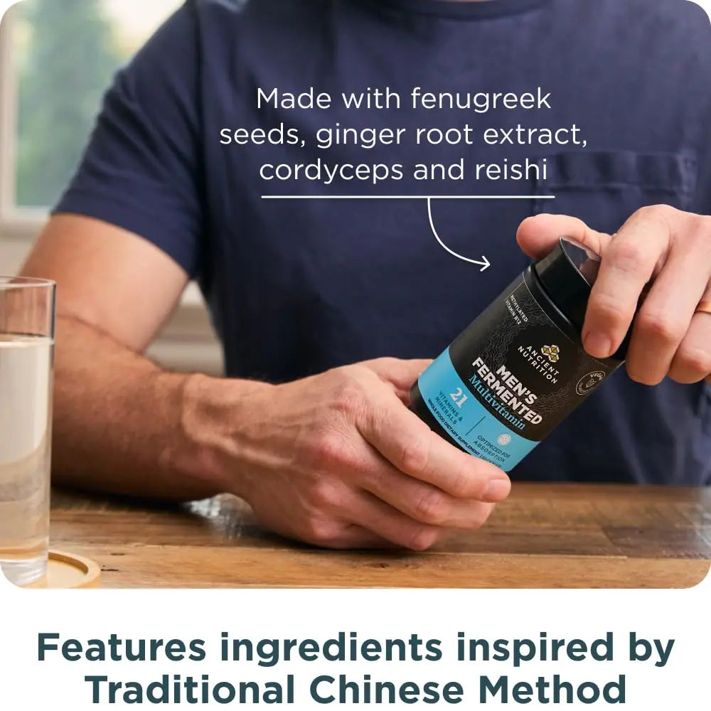 Ancient Nutrition Multivitamin for Men, Men's Fermented Multivitamin with Vitamin A, C, D, E, K, Zinc & Magnesium, Immune Support Ancient Nutrition Au supplements