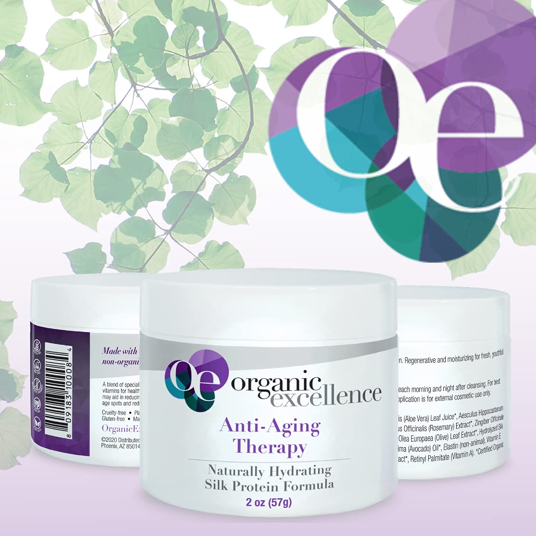 Organic Excellence Organic Moisturizer Face Cream, All Natural Face Moisturizer with Silk Protein to Hydrate, Nourish Protect Skin and Promote Collagen Production Non-Toxic & Fragrance-Free 2 oz Organic Excellence Au supplements