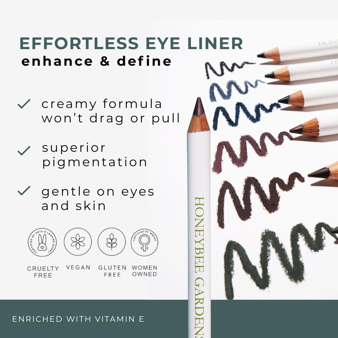 Honeybee Gardens Effortless Eye Liner Pencil, Jet Set Black, Smooth Long-Wearing, Rich Pigment, Vegan & Gluten-Free Honeybee Gardens Au supplements