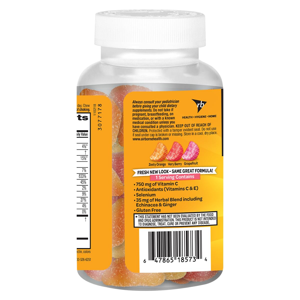 Airborne 750mg Vitamin C Immune Support Supplement Gummies for Adults, Assorted Fruit Flavor, Gluten Free Crafted Blend with Powerful Antioxidants Vitamins A C & E, 42 Gummies (2 Pack) Airborne Au supplements
