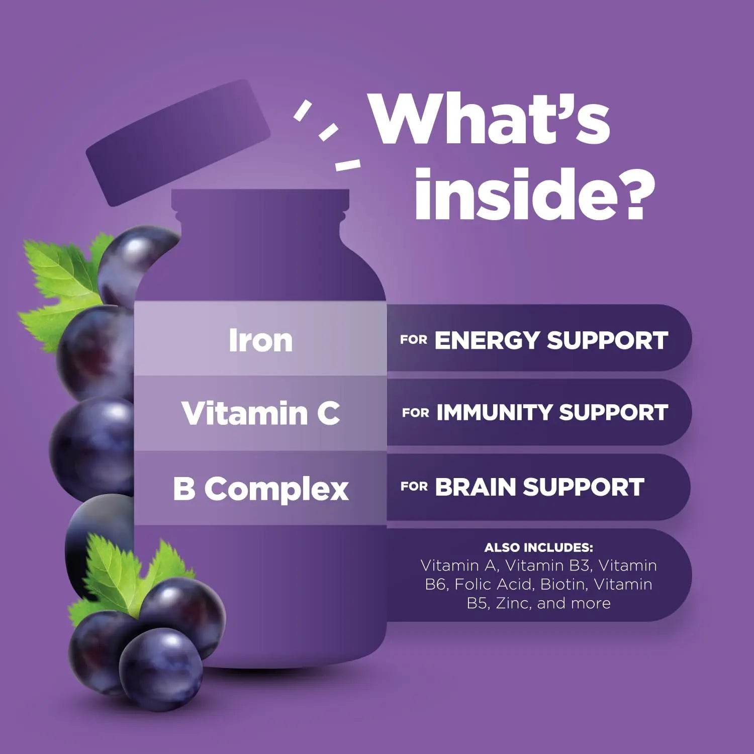 Natural Multivitamin Iron Gummies for Adults - Adult Gummy Vitamins with Iron and Energy Boost B Complex Vitamins Phytoral Au supplements