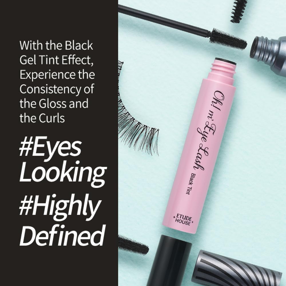ETUDE Oh M'Eye Lash Black Tint Mascara – Natural Glossy Effect with Long Lasting Strong Curl System, Volume Enhancing, Smudge-Free, Improved fixation and water resistance, Korean Makeup, Kbeauty ETUDE Au supplements
