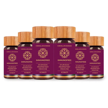 Biogetica Immunofree Herbal Supplement for Immune Support - Natural Potent Blend of Tulsi, Kalmegh, Yashtimadhu & Giloy for Immune Boost - 100% Vegan - 30 Tablets- Pack of 6 Biogetica Au supplements