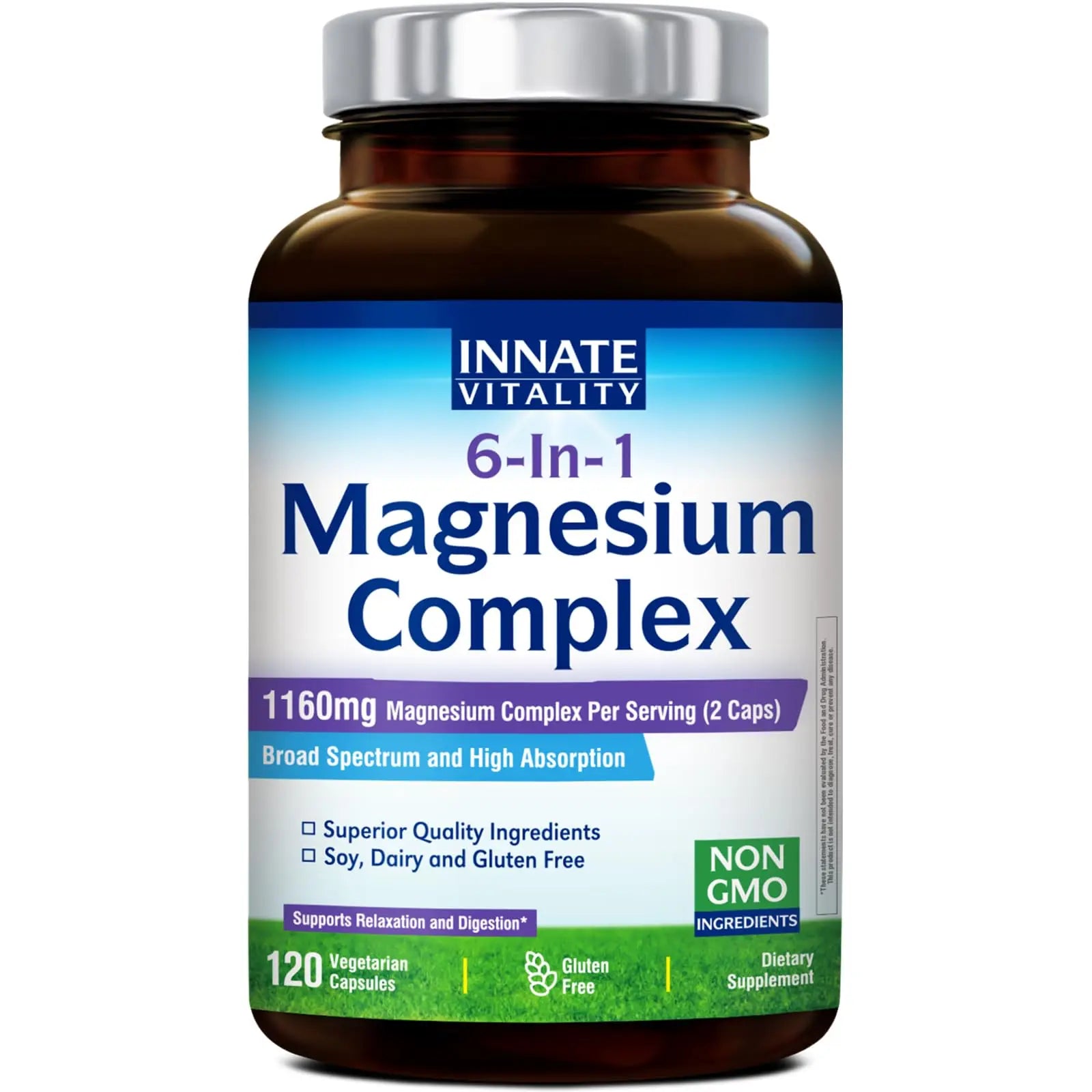 Innate Vitality Magnesium Complex 6-in-1, 1160mg Per Serving, Rest & Digestion, Magnesium Glycinate & Citrate, High Absorption, 120 Vegan Capsules Innate Vitality Au supplements