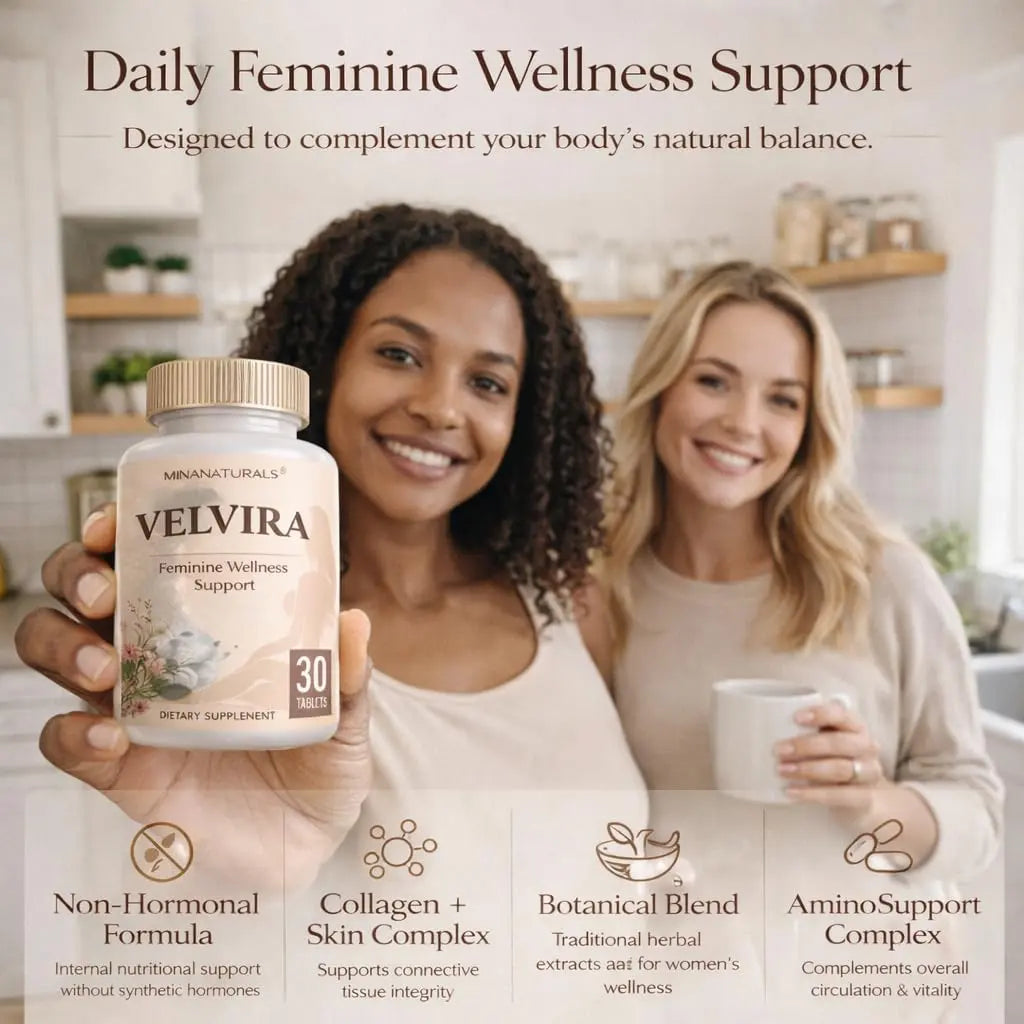 MINANATURALS VELVIRA Feminine Wellness Support Supplement for Women Herbal Rejuvenation Formula with Vitamins, Amino Acids & Collagen 30 Tablets MINANATURALS Au supplements