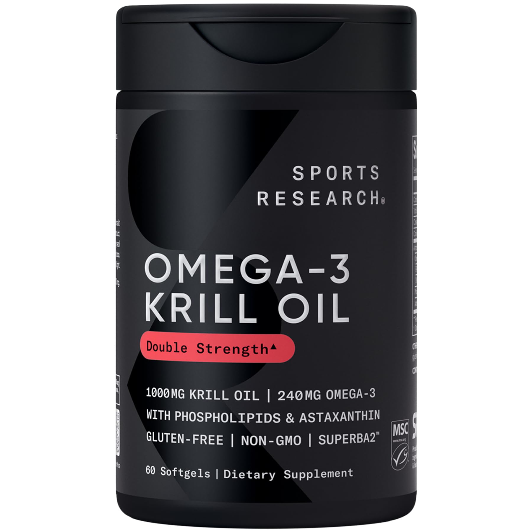 Sports Research® Omega-3 Krill Oil 1000mg - Pure Antarctic Superba Krill with Phospholipids, Choline & Astaxanthin - MSC Certified Sustainable · Non-GMO · Gluten Free - 60 Softgels Sports Research Au supplements