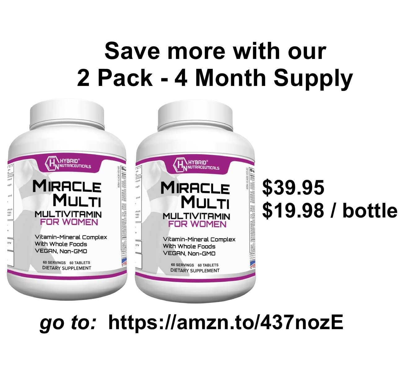 Hybrid Nutraceuticals MiracleMulti Women Multivitamin with Probiotics, Biotin, Folic Acid, Enzymes + Fruit & Vegetable Blend - Immune Support, Heart Health, Energy: 60 Servings (Non-GMO) Hybrid Nutraceuticals Au supplements