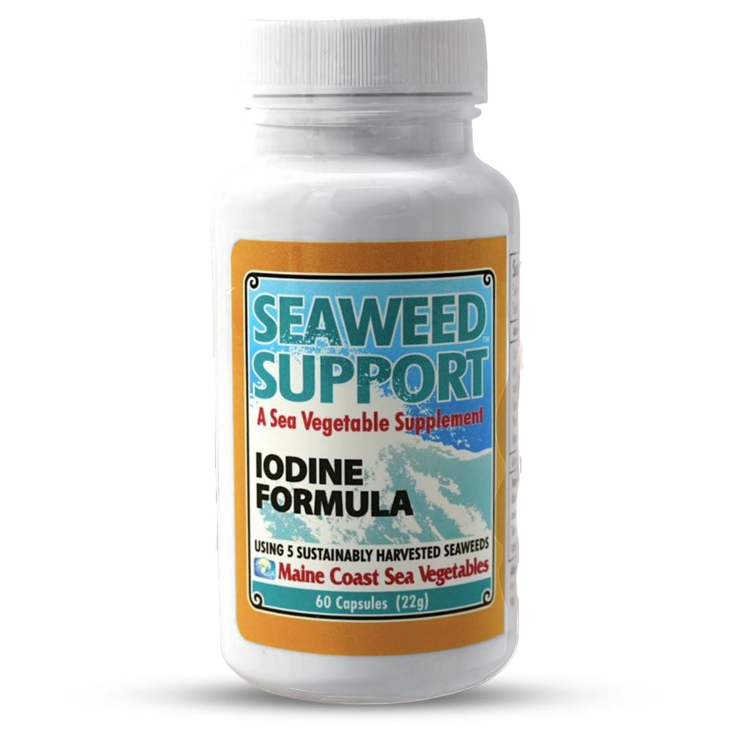 Maine Coast Sea Vegetables Seaweed Support Iodine Formula | Source of Iodine from Seaweed | Daily Use Iodine Supplement | Organic Alaria, Rockweed, Sea Lettuce, Dulse & Bladderwrack blend | 60 Capsule Maine Coast Sea Vegetables Au supplements