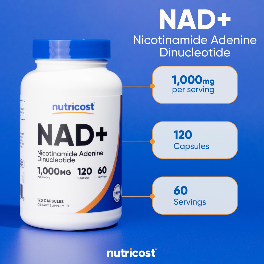 Nutricost NAD+ Supplement 1,000mg per Serving,120 Capsules (Nicotinamide Adenine Dinucleotide) - 60 Servings, Gluten-Free, Vegan Nutricost Au supplements