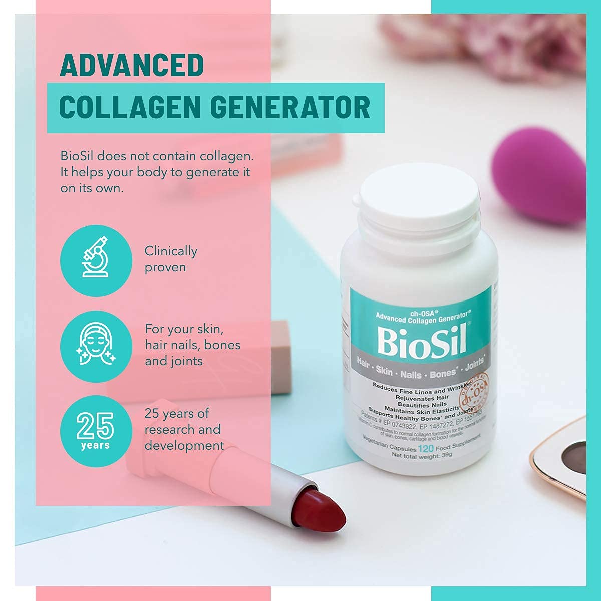 Collagen Supplements for Women & Men [120 ct.] - Advanced Collagen Complex to Stimulate Collagen, Keratin & Elastin Production BioSil Au supplements